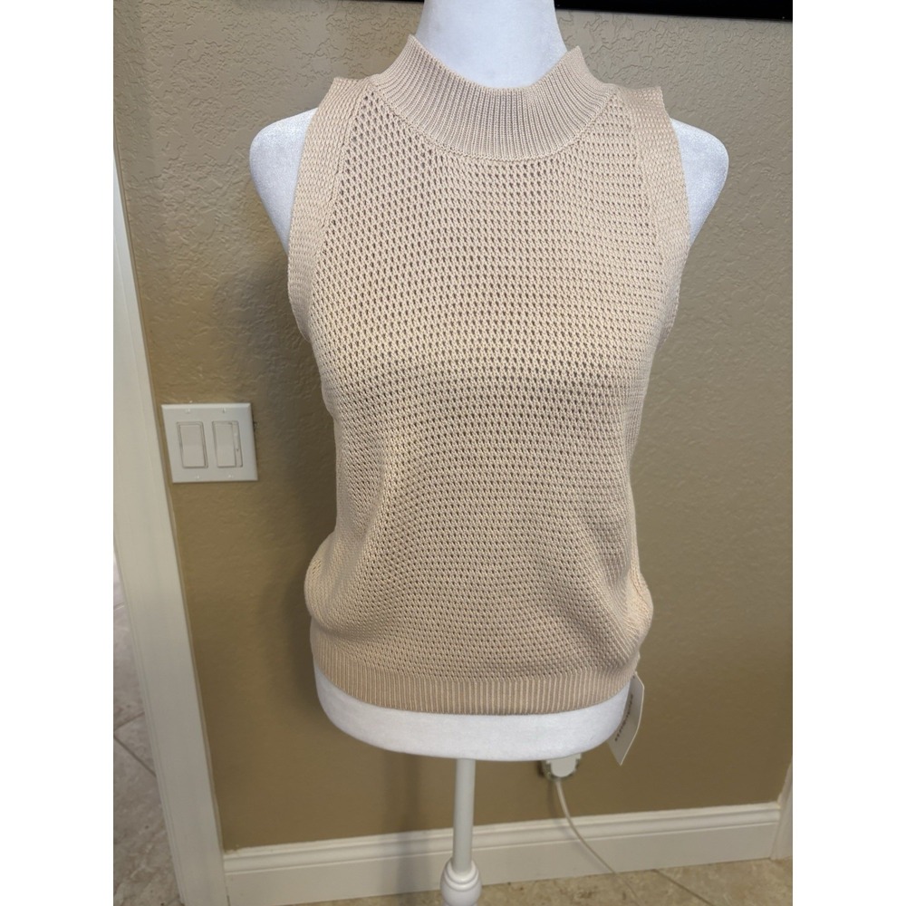NWT Commense Knit Sweater Vest Mock Neck  Sleeveless Top Minimalist S